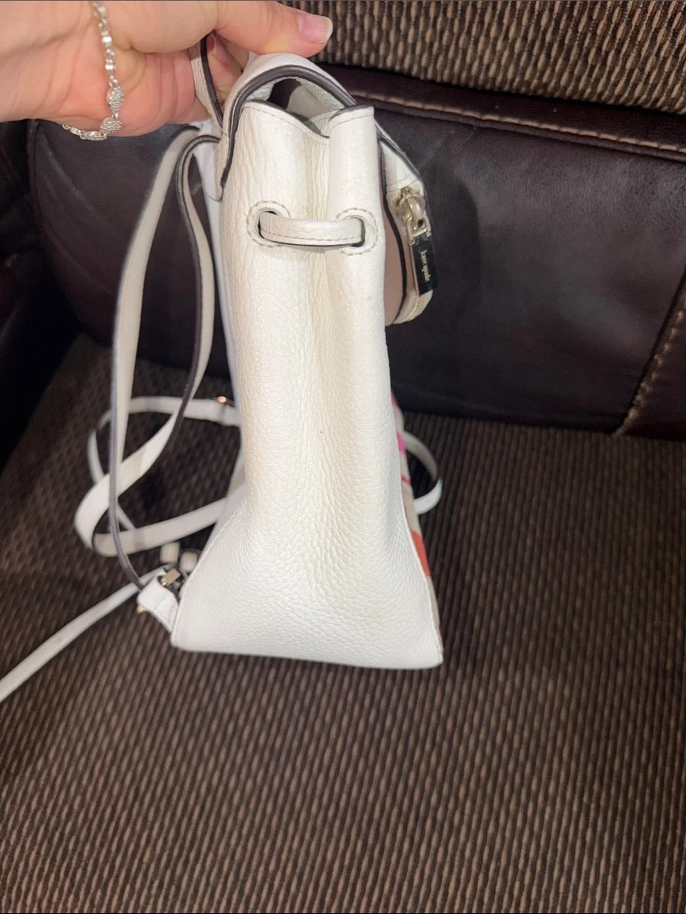 Kate Spade White Pink Leila Striped Backpack